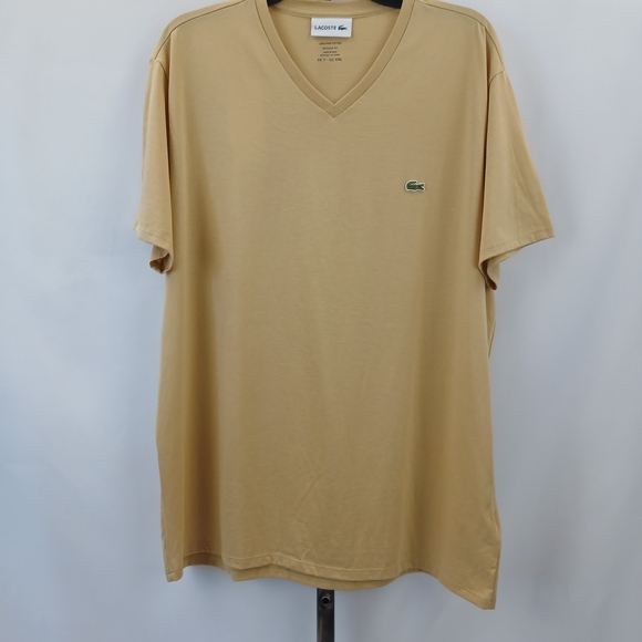 Lacoste Men's Beige V-Neck T-Shirt - Picture 2 of 6
